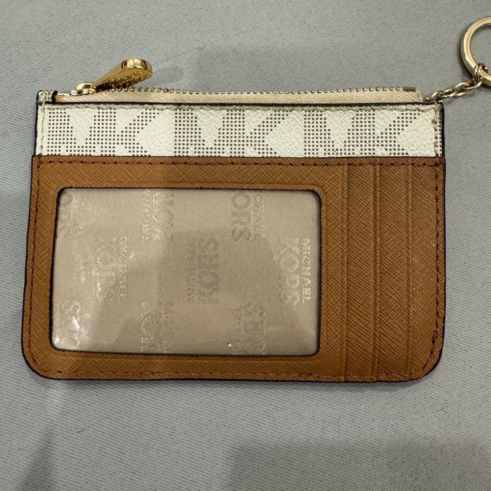 Michael Kors Cream and Brown Card Holder Keychain - Picture 6 of 7
